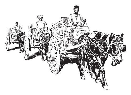 Commissary Cart, Vintage Illustration.