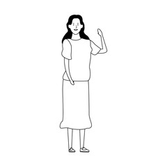 cartoon woman wearing long skirt