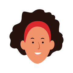 woman with headband and curly hair icon image