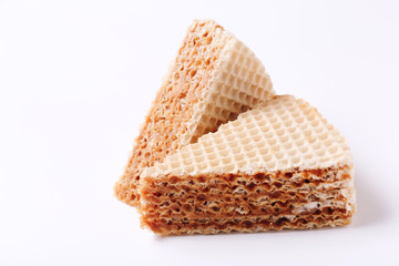 Sweet waffle cakes on white background