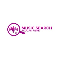 Search Music logo vector template isolated on white background	