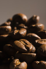 many freshly roasted coffee beans