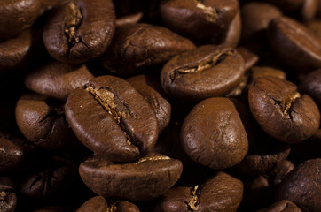 many freshly roasted coffee beans