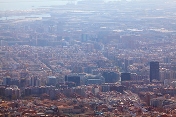 Barcelona panoramic cityscape, view from Tibidabo mountain 