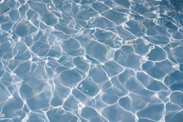 Beautiful blue water in swimming pool texture for background, closeup