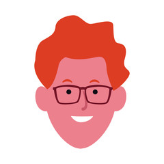 cartoon man with glasses icon, colorful design
