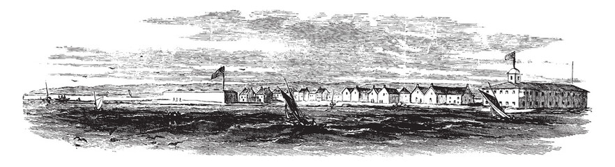 Obraz premium Charleston Harbor, vintage illustration.