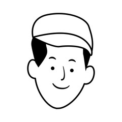 Cartoon man with cap, flat design