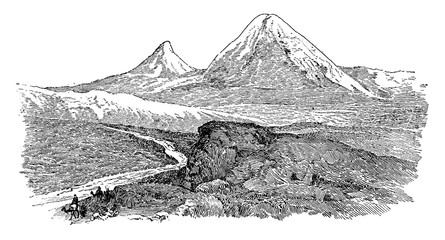 Mount Ararat, vintage illustration.
