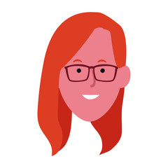 Cartoon woman with glasses icon, colorful flat design