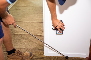 Termite inspector check inside the house