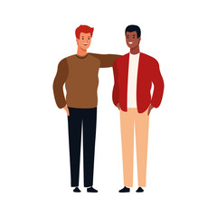 cartoon friends men standing icon, flat design
