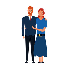 cartoon adult couple standing, colorful design