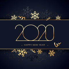 Fototapeta na wymiar vector illustration of happy new year gold and black collors place for text christmas balls 2020