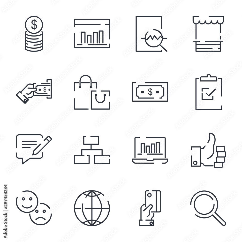 Aufkleber shopping set icon template color editable. simple pack of e-commerce vector sign isolated on white b
