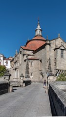 Fototapeta na wymiar View of Sao Goncalo church from across the Tamega River in Amarante, Portugal.