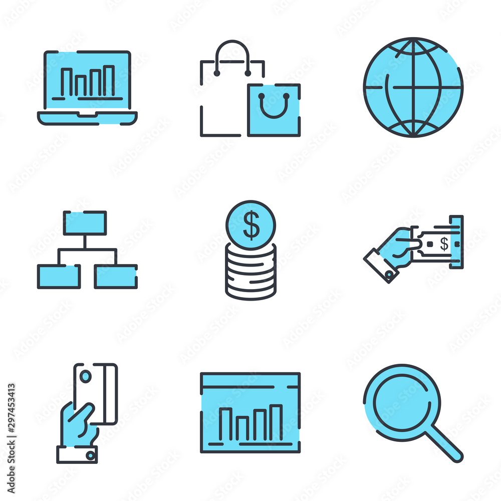 Leinwandbilder shopping set icon template color editable. simple pack of e-commerce vector sign isolated on white b