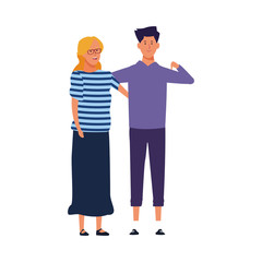 cartoon happy couple standing, colorful design