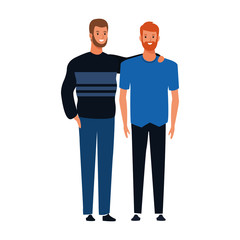 cartoon friends men standing icon, flat design
