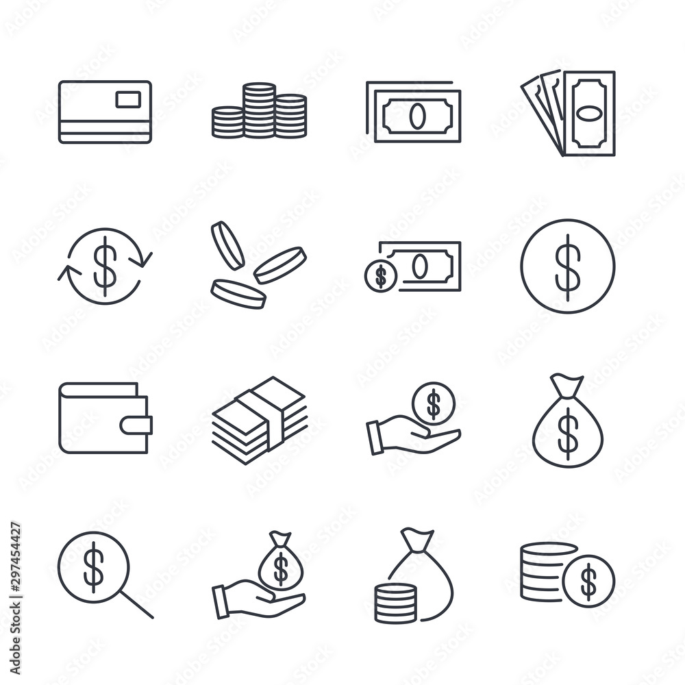 Poster money set icon template color editable. money pack symbol vector sign isolated on white background. 