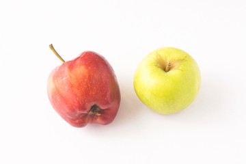Red apples isolated against white