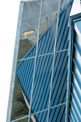 beautiful angular features of architecture of a building in Florida with Mirrored wall
