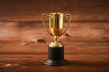 Fototapeta premium Isolated shot of trophy replica, success concept