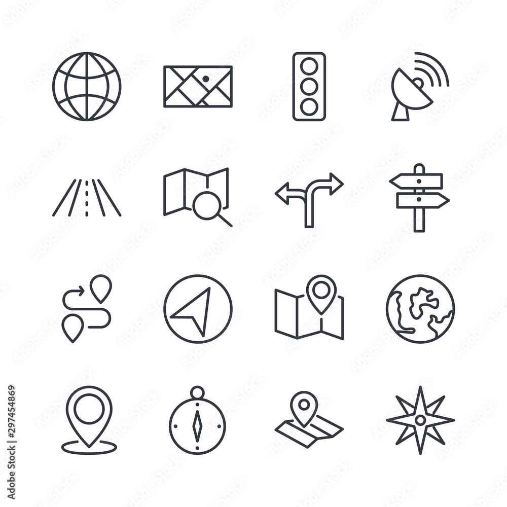 Poster navigation set icon template color editable. navigation pack symbol vector sign isolated on white ba