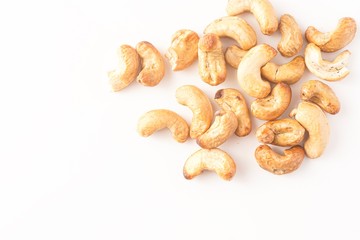 Cashew nuts isolated against white