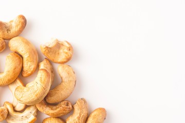 Cashew nuts isolated against white