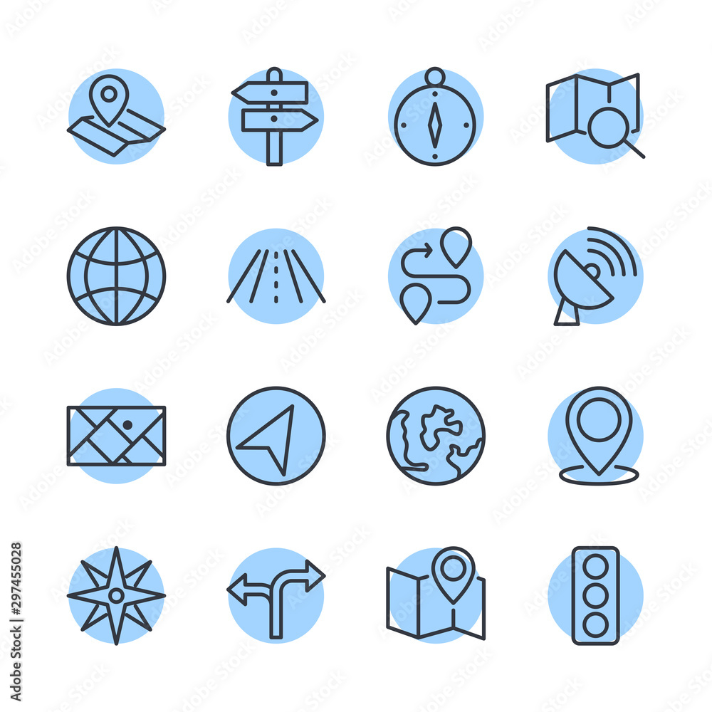Leinwandbilder Navigation set icon template color editable. Navigation pack symbol vector sign isolated on white background direction, maps, traffic and more illustration for graphic and web design.