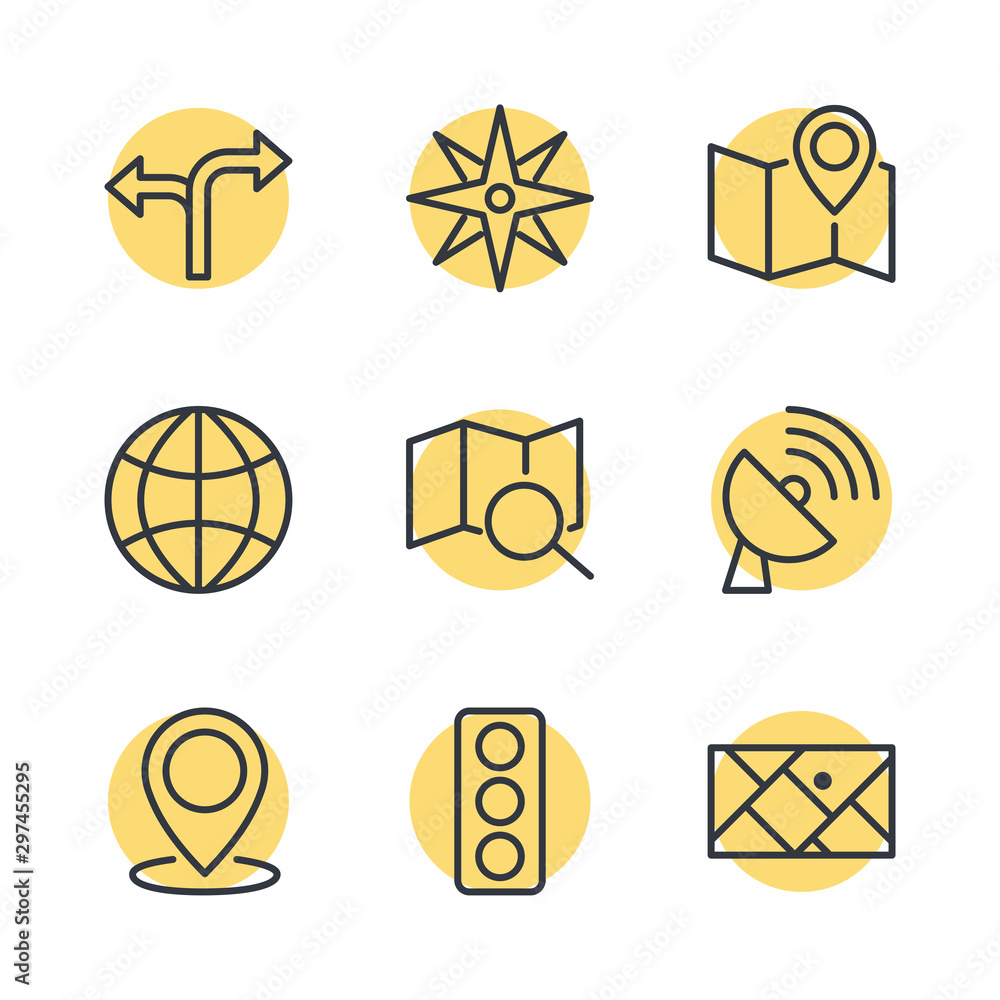 Leinwandbilder navigation set icon template color editable. navigation pack symbol vector sign isolated on white ba