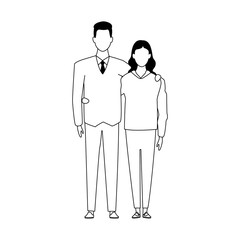 avatar man and woman icon, flat design