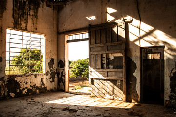 Inside of the old and abandoned train station in Avai municipality, midwest region of Sao Paulo state