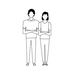 avatar couple icon, flat design