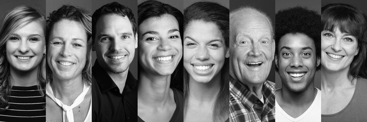 Group of people in front of a dark background