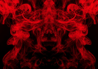 Art of red smoke abstract on black background, darkness concept