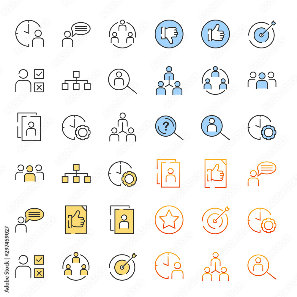 Leinwandbilder team work set icon template color editable. team work pack symbol vector sign isolated on white back