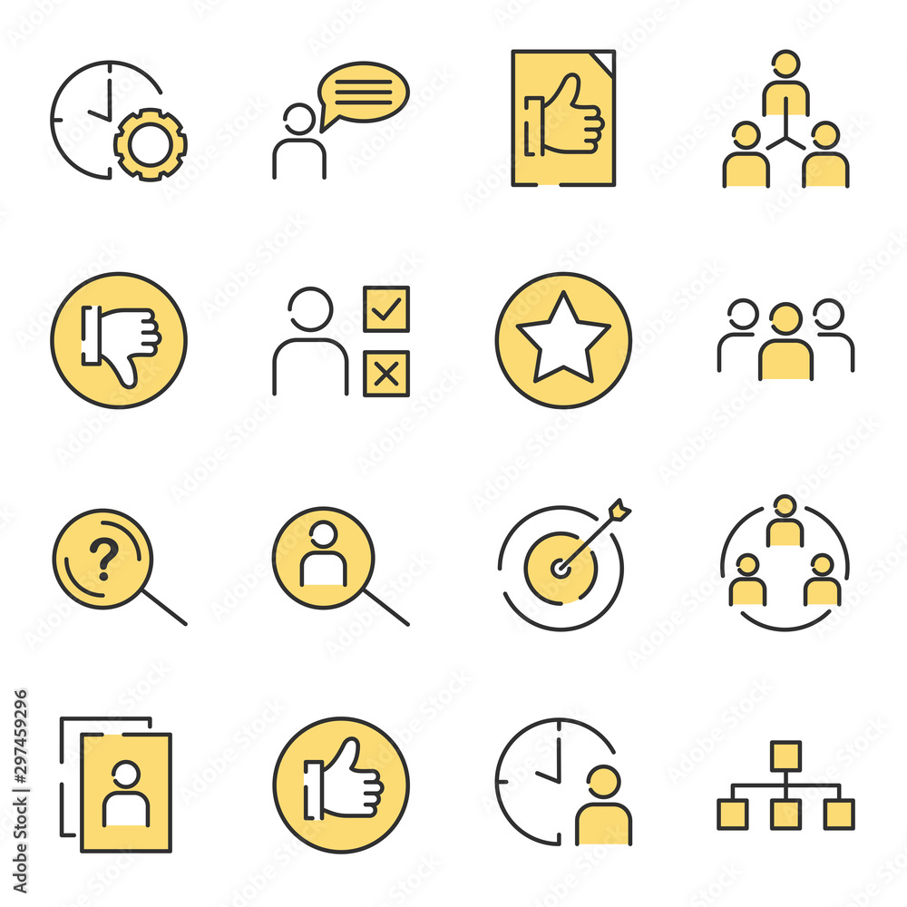 Poster team work set icon template color editable. team work pack symbol vector sign isolated on white back