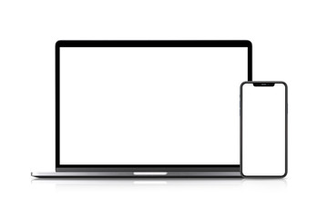 Fototapeta ノートパソコン、スマートフォン正面のの画面合成用素材 obraz