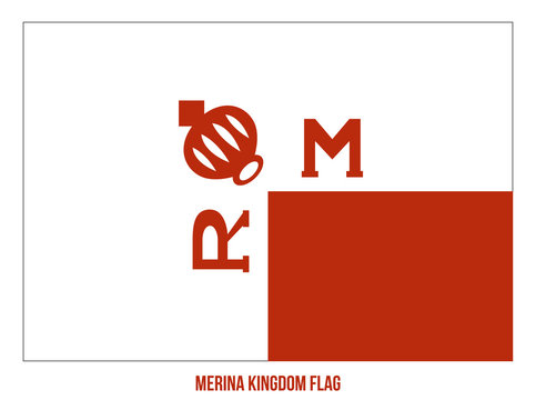 Merina Kingdom (1540-1897) Flag Waving Vector Illustration on White Background. Kingdom of Imerina.