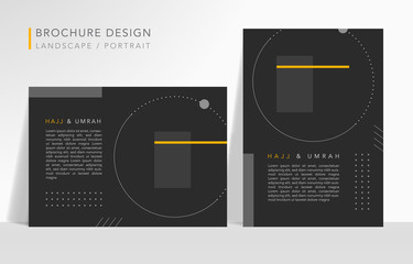 Hajj or Umrah dark minimal design template, banner, flyer, brochure, background vector illustration. Split layer of text and background