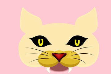 cartoon cat on pink background
