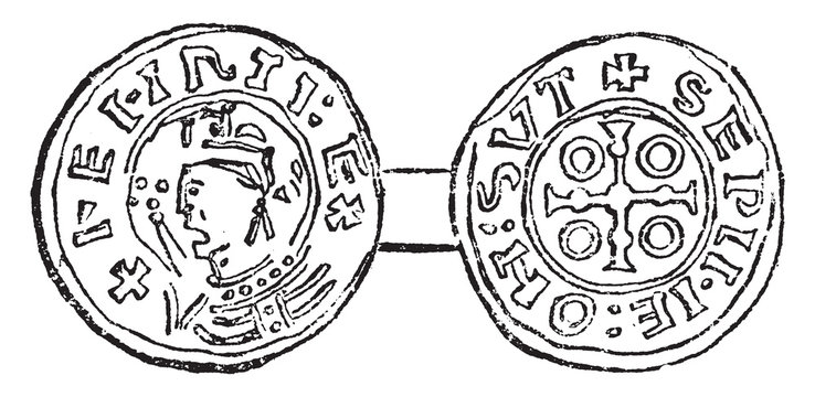 Coin Of Henry I, Vintage Illustration.