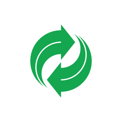 circle rotation green recycle geometric symbol vector