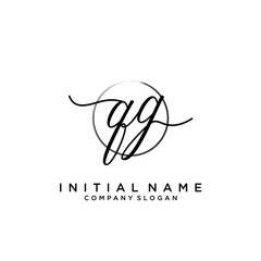 QG Initial handwriting logo with circle template