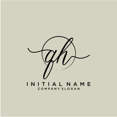 QH Initial handwriting logo with circle template