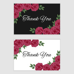Thank you card template with rose floral decoration