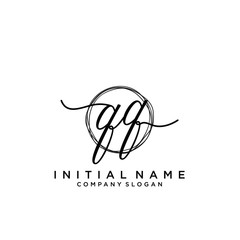 QQ Initial handwriting logo with circle template