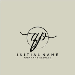 QP Initial handwriting logo with circle template